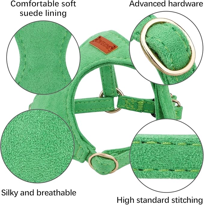 No Pull Dog Harness- Lightweight, Soft, Adjustable Small Harness Collar and Leash Set, Suitable for Cats Puppy Small and Medium-Sized Dog Outdoor Training and Running