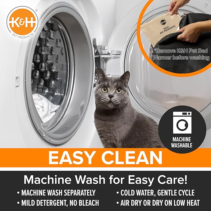 K&H Pet Products Heated Cat Bed Indoor, Thermo-Snuggle Cup Bomber Soft Heated Pet Bed for Large Indoor Cats and Small Dogs, Machine Washable, Waterproof Heated Pad, Safety Listed - 18 X 14in Gray