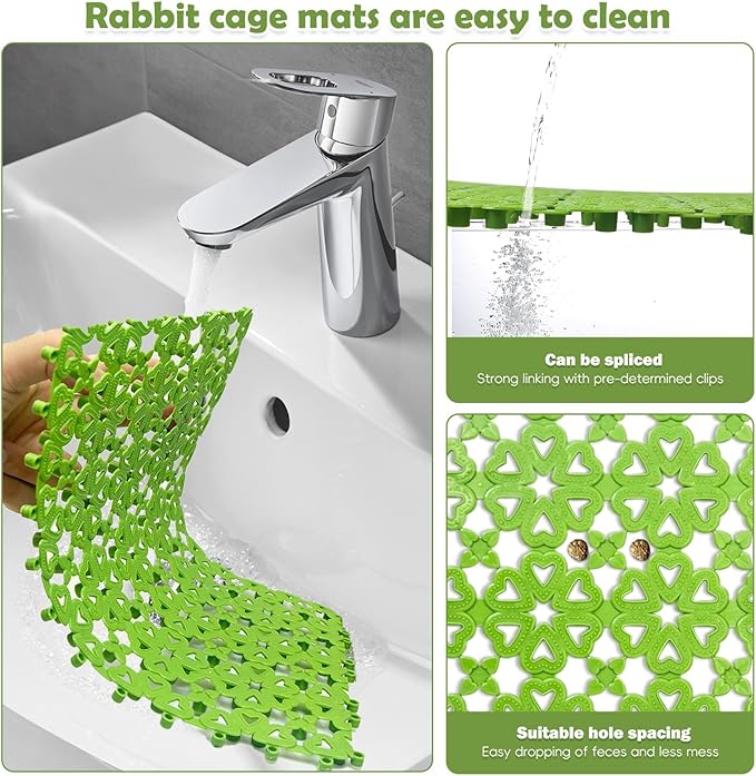 kathson 8PCS Rabbit Feet Pad Plastic Cage Mat Floor Mats Bunny Hole Leak Water Pads for Pet Cats Dogs Hamster Rat Chinchilla Guinea Pig and Other Small Animals