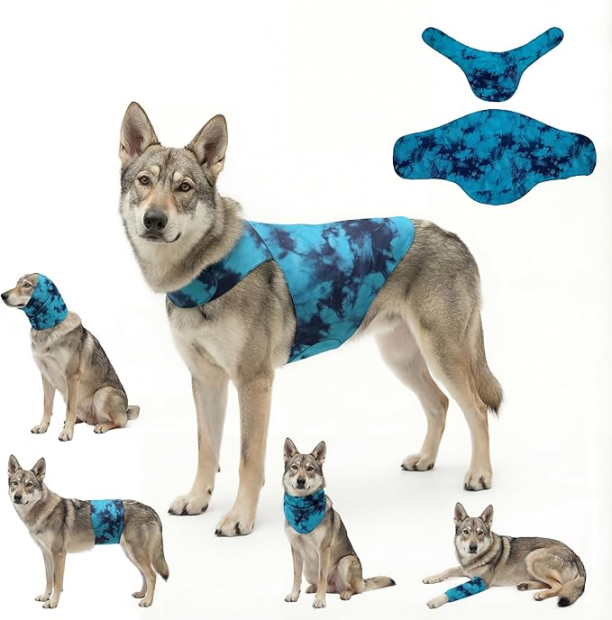 DAJIDALI® Modular Dog & Cat Anxiety Jacket, 2-Piece Calming Vest with Detachable Ear Hood, Silent Self-Adhesive Fabric, Thunder Relief & Post-Surgery Recovery Wrap