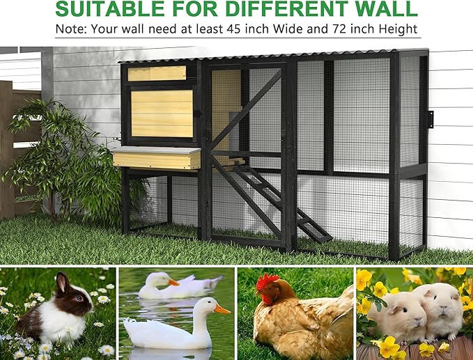 Chicken Coop with Nesting Box, Outdoor Wooden Poultry Cagefor 3-4 Chickens, 5 Doors Hen House w/Removable Tray, Weatherproof for Backyard Pet Hutch