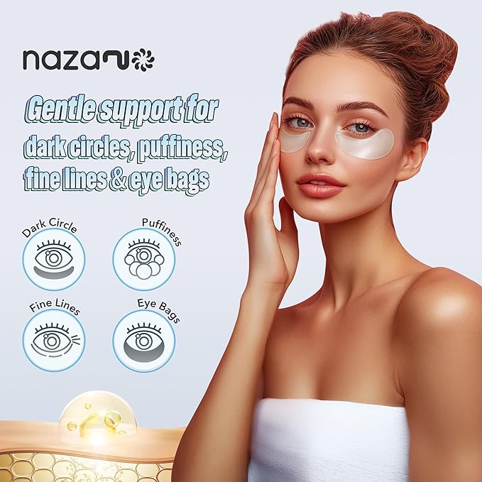 Under Eye Patches - 60 Pack for Puffy Eyes, Dark Circles, Bags & Wrinkles with Hydrolyzed Collagen & Hyaluronic Acid - Eye Care Pads for Daily Skincare (White)