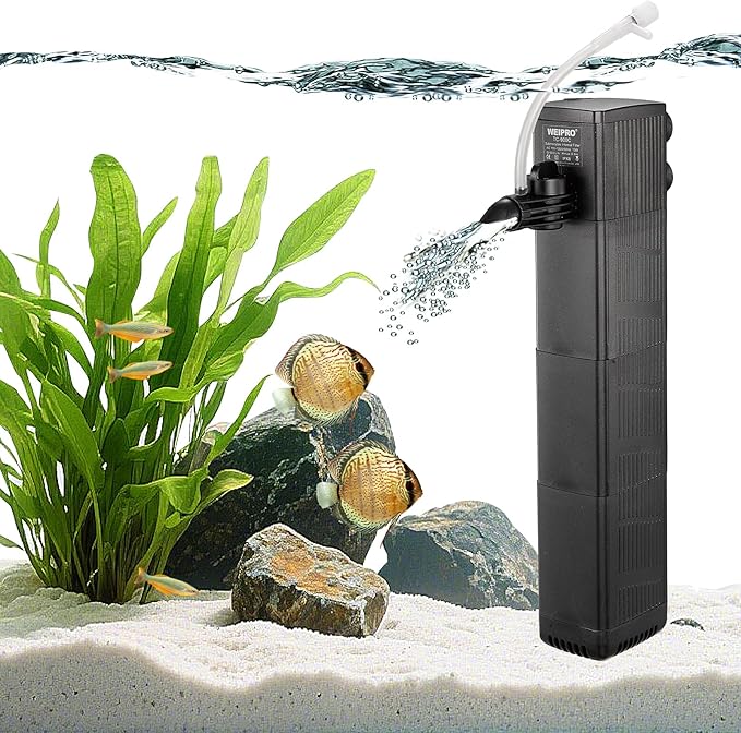 Internal Fish Tank Filter with 3-Stage Biochemical Sponge Filtration, 10W Adjustable Water Flow Submersible Aquarium Filter Pump for 20 ~ 40 Gal Freshwater or 15 ~ 25 Gal Saltwater, TC-900C(190GPH)