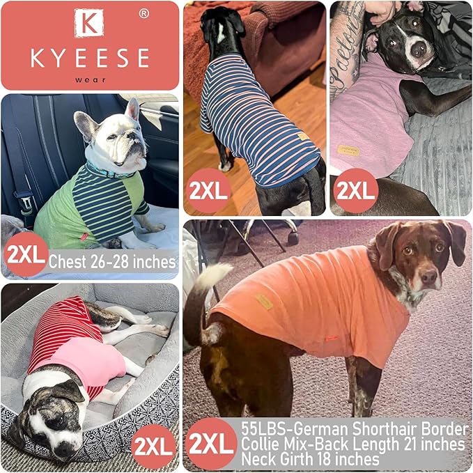 KYEESE 2Pack Dog Sweater Stretchy Pets Clothes Comfy Dog Sweaters for Medium Dogs Boy Soft Pets Sweaters Pet Coat with Sleeves Lightweight Dogs Sweatshirt Pullover Pet Fleece Sweater for Cold Weather