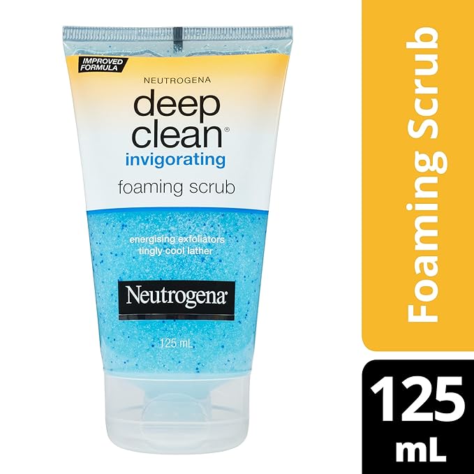 Neutrogena Deep Clean Invigorating Foaming Facial Scrub | Cooling Gel | With Glycerin | Removes Dirt & Oil | 4.2 fl. oz Pack of 2