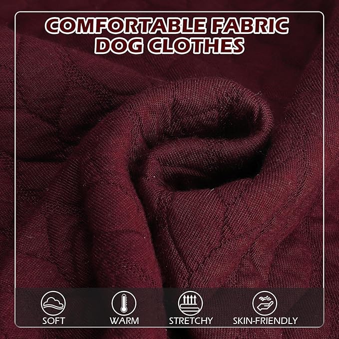 EXPAWLORER Textured Cable Knit Basic Dog Hoodie, Elevated Style Dog Sweater with Leash Hole and Pocket, Soft and Warm Pet Winter Coat, Cold Weather Clothes for Small Medium Large Dogs Cats,Wine Red XS
