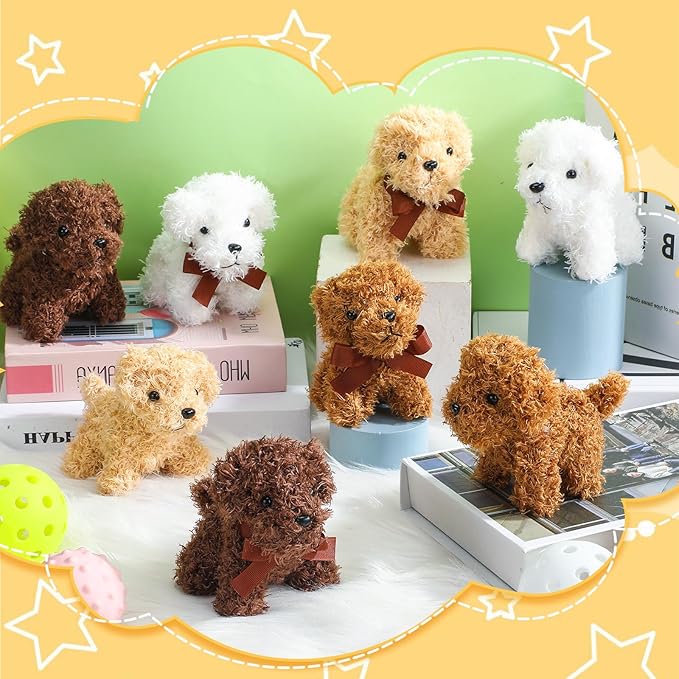 Liliful 50 Pcs Valentine Mini Puppy Dogs Small Stuffed Dog Bulk Cute Stuffed Animal Adopt a Dog Party Favors for Kids Valentine Goodie Bag Fillers Gifts Classroom Birthday(Multicolored,Elegant Style)