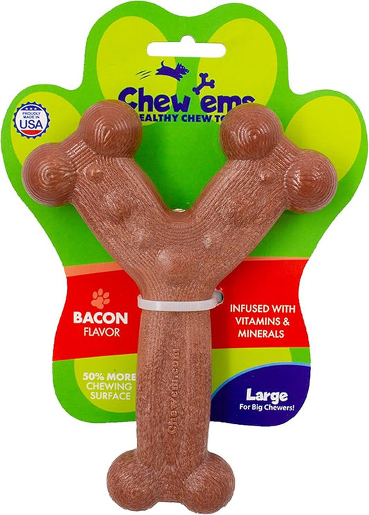 Chew'ems Durable Chewy Dog Toys | Long-Lasting & Flavorful Chew Dog Toys, Large Dog Breeds| Bacon-Flavored, Large Dogs