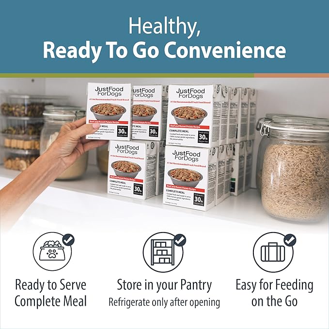 JustFoodForDogs Pantry Fresh Wet Dog Food, Complete Meal or Dog Food Topper, Beef & Potato Human Grade Dog Food Recipe - 12.5 oz (Pack of 12)