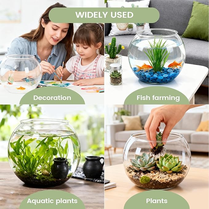 Mini Fish Bowl | Shatter-Resistant Aquarium Small Container - Bubble Bowl Vase - for Table Centerpiece Party Decorations Home Event Indoor
