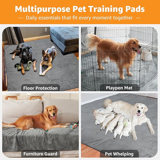 Washable Pee Pads for Dogs, 48x60 Reusable Whelping Pads, Absorb Dog Mats Non-Slip Puppy Training Pads for Whelping, Potty, Training, Playpen, Crate