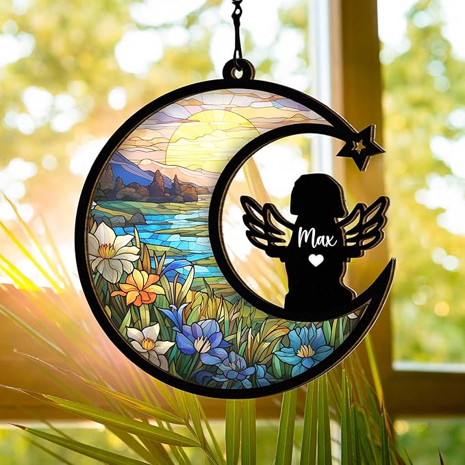 Chillever Cavapoo Memorial Suncatcher – Personalized Pet Loss Ornament, Sympathy Gift for Dog Lovers