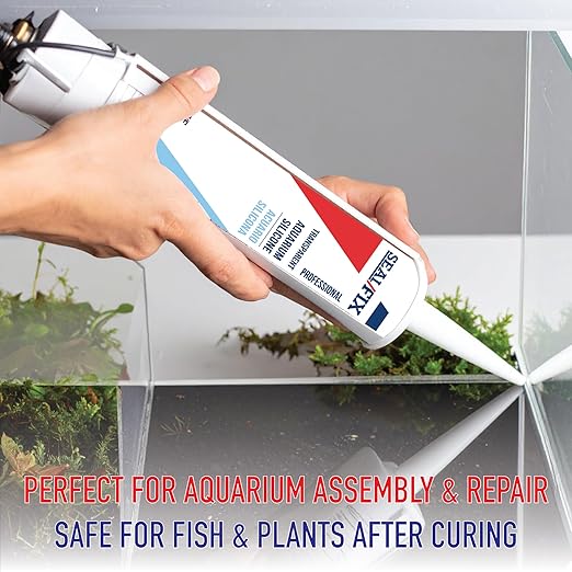 Seal/Fix Aquarium Silicone Sealant - Clear - 100% Fish-Safe Silicone for Freshwater & Saltwater Tanks, Waterproof, Non-Toxic, Flexible Bonding for Glass, Leak Repair & Decoration (10.1 fl oz, 1 Pack)