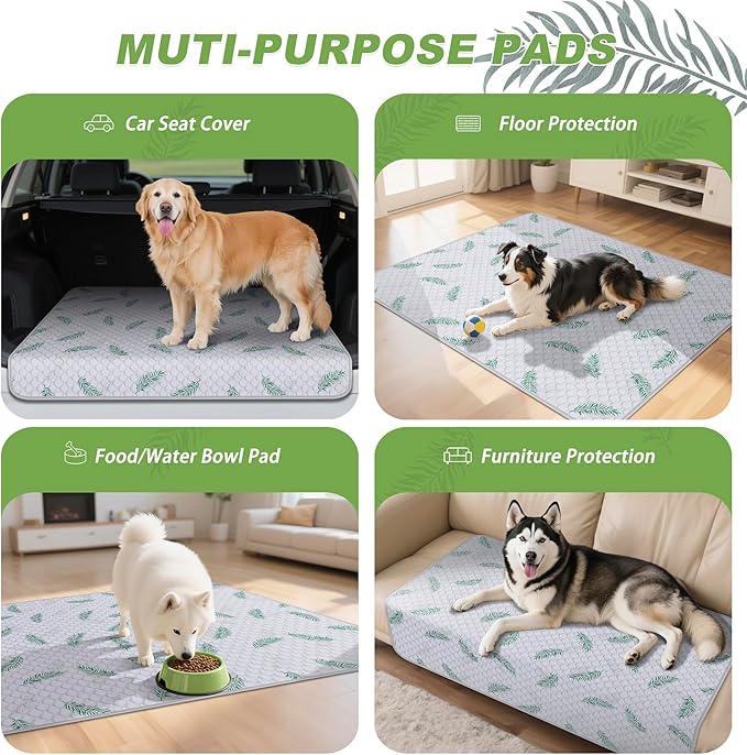 Washable Pee Pads for Dogs, 2Pack Reusable Puppy Pads, Super Absorbent & Leakproof Dog Pads, Anti-Slip Dog Pee Pads for Puppy Training & Incontinence, Leaf Pattern 36"x41"