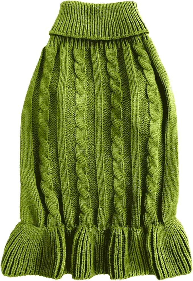 CHBORCHICEN Small Dog Sweaters Knitted Pet Cat Warm Dog Sweatshirt Winter Clothes Kitten Puppy Sweater (M, Dress-Light Green)