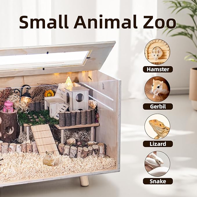 Pine Small Animals Houses&Habitats Chewproof, 32" Pine Guinea Pig Cage Hamster Cage for Small Animals (32" Medium, Short-Legged Stick)