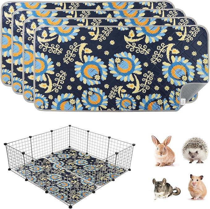 Tanice Guinea Pig Cage Liner, 2 Pack Guinea Pig Mats, Reusable Rabbit Cage Liner, Washable Guinea Pig Pee Pads for Small Animals 48" X 24"