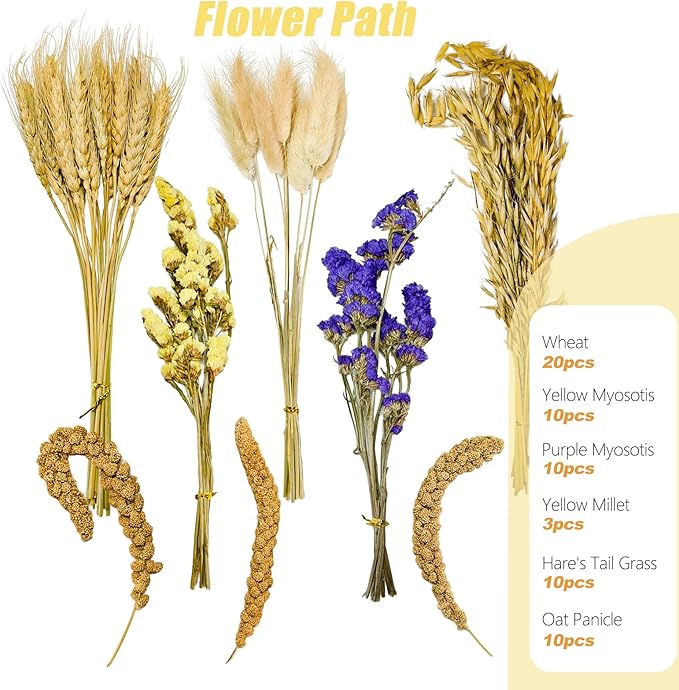 Natural Hamster Flower & Herb Habitat Deocr, Edible Hamster Sprays Flowers Bedding Mate, Hamsters Cage Enrichment Decoration Accessories for Gerbil Dwarf Syrian Hamsters Guinea Pig Mice