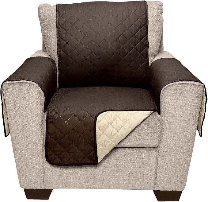 Furhaven Water-Resistant & Reversible Recliner Chair Cover Protector w/ Side Pockets for Dogs, Cats, & Children - Two-Tone Pinsonic Quilted Living Room Furniture Cover - Espresso/Clay, Recliner