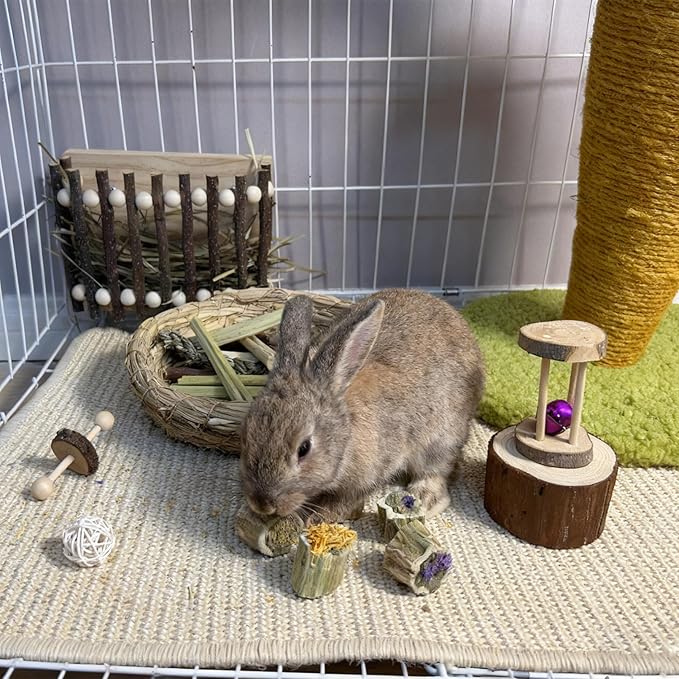 Rabbit Chew Toys Guinea Pig Treats Natural Papaya Wood Chew Sticks for Teeth Bunny Guinea Pig Hamster Chinchilla