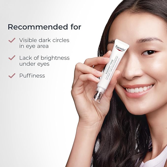 Eucerin Radiant Tone Eye Cream Dark Circle Corrector, Eye Brightening Cream with Thiamidol and Hyaluronic Acid, Helps Reduce the Look of Eye Puffiness, 0.5 Oz Tube