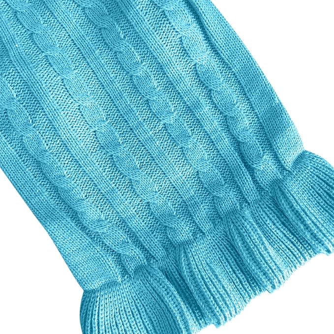 CHBORCHICEN Small Dog Sweaters Knitted Pet Cat Warm Dog Sweatshirt Winter Clothes Kitten Puppy Sweater (XXS, Dress-Sky Blue)