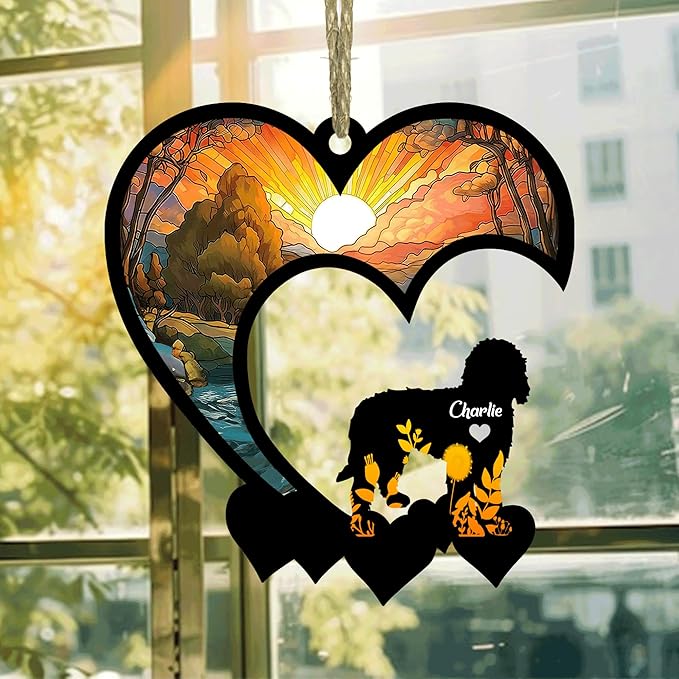 Lovely POD Labradoodle Suncatcher Ornaments, Personalized Labradoodle Memorial with Name, Dogs Loss Ornaments, Dog Remembrance Gift, Dog Memory Ornament, Loss of Dogs Sympathy Gifts