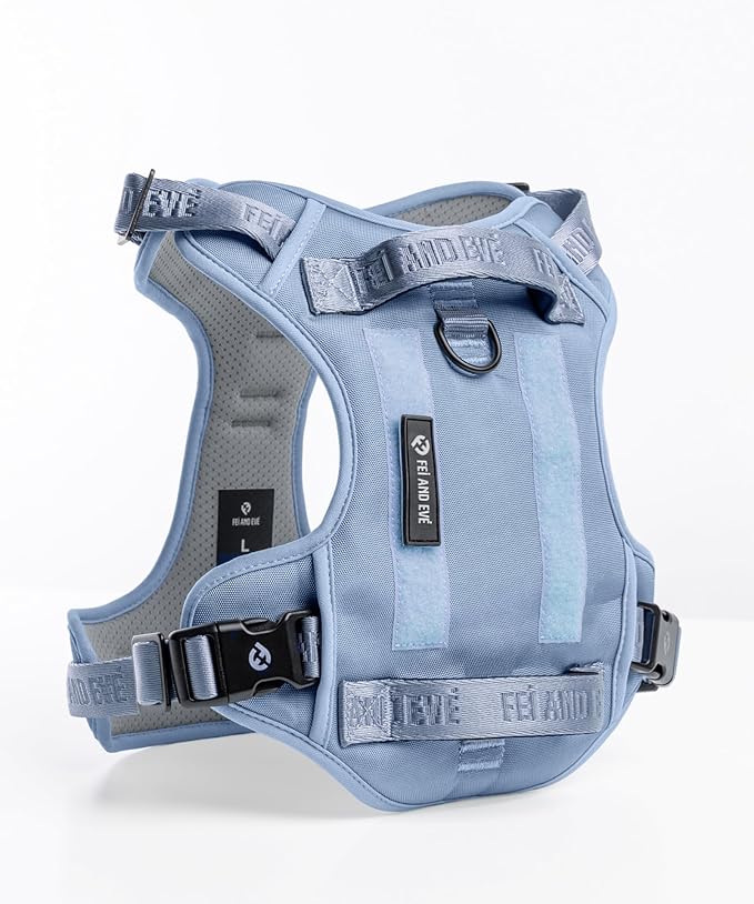 2025 New Edition, Fei & Eve Classic Dog Harness - Quick-Release Buckles | 3-Point No-Pull Control | Heavy-Duty 900D Nylon | Dual Safety Handles | Breathable Mesh | Adjustable Fit | Large,Blue