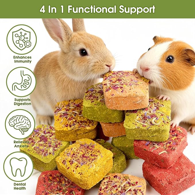 Abizoo Rabbit Chew Toys for Bunny Natural Rabbits 15Pcs Chew Treats with Organic Timothy Hay Carrot Pumpkin Calendula Beet and Rose, Bunny Treat for Rabbits Guinea Pigs Hamsters Chinchillas
