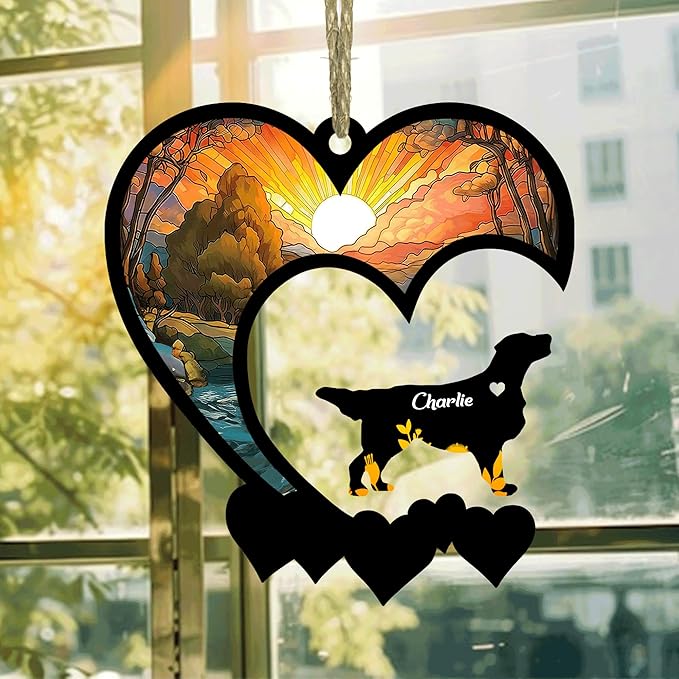 Lovely POD Flat Coated Retriever Suncatcher Ornaments, Personalized Flat Coated Retriever Memorial with Name, Dogs Loss Ornaments, Dog Remembrance Gift, Dog Memory Ornament, Loss of Dogs Sympathy Gift