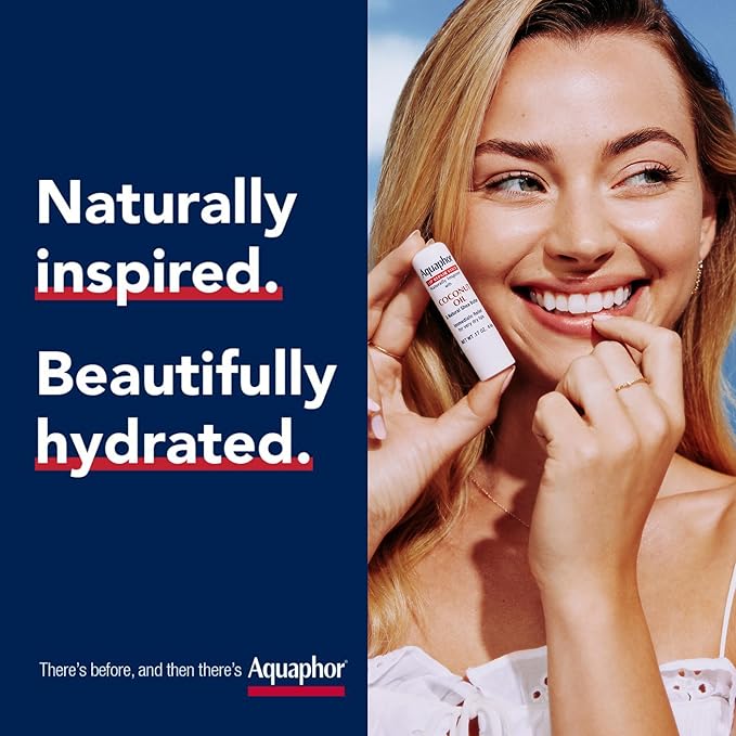 Aquaphor Naturally Inspired Lip Repair Stick with Coconut Oil and Natural Shea Butter, Hydrating Lip Balm Immediately Relieves Dryness and Soothes Chapped Lips, 0.17 Oz Stick, (Pack of 6)