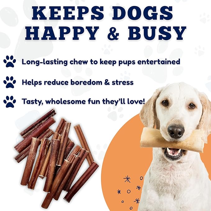 Amazing Dog Treats - 6 Inch Medium Size Bully Sticks (50 Count) - Bulk Bully Sticks for Dogs - No Hide Bully Stick Dog Bones
