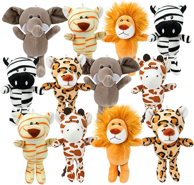 Small Stuffed Animals Bulk, 12 Pieces Cute Plushies, 6 Inch Mini Forest Animal Plush Toys, Treasure Box Toys for Classroom, Party Favors for Kids, Baby Shower Decorations