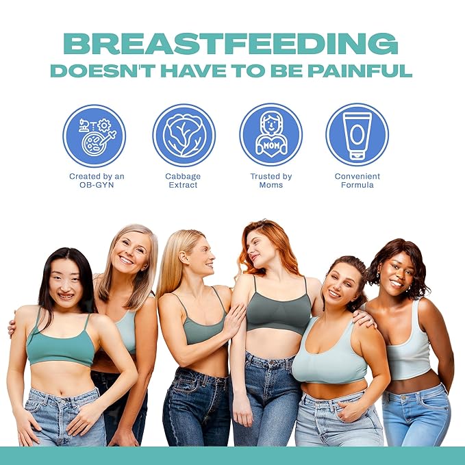 CaboCréme Cabbage Breast Cream for Tenderness & Engorgement Relief, Breastfeeding Weaning Support - Dry Up Breast Milk - Postpartum Essential - OB-GYN Created & Breastfeeding Mother-Approved, 2-pack