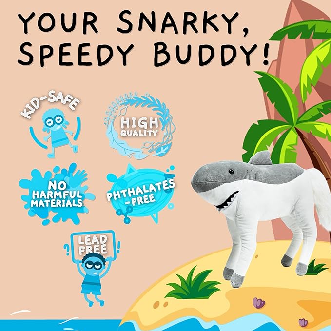 Randimals Plush Toy Stuffed Animal Mix - Horse & Shark Hybrid Stuffed Animals for Girls & Boys - Huggable & Soft Animal Characters Cute Plushies - Unique Toys for Discovery & Adventure