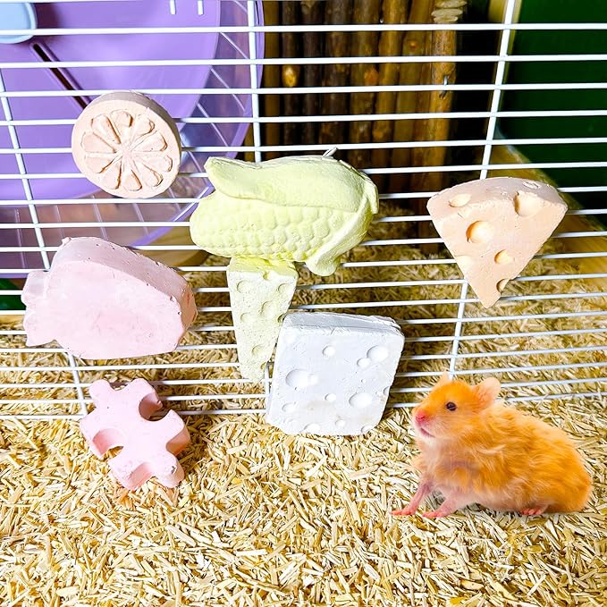 Tfwadmx Lava Block Chew Toys 7 Pcs Teeth Grinding Pet Pumice Calcium Stones for Guinea Pig Chinchilla Hamster Mouse Squirrel Bunny or Other Small Animal