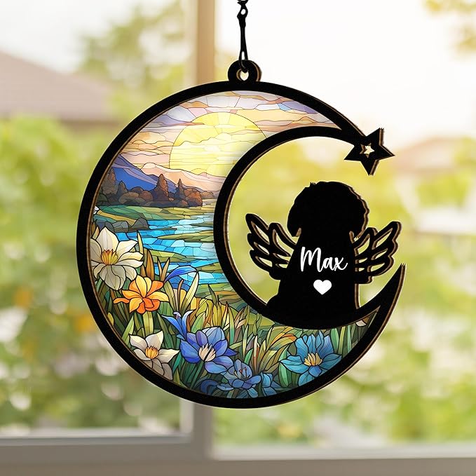 Chillever Bichon Frise Memorial Suncatcher – Personalized Dog Loss Keepsake, Pet Remembrance Ornament