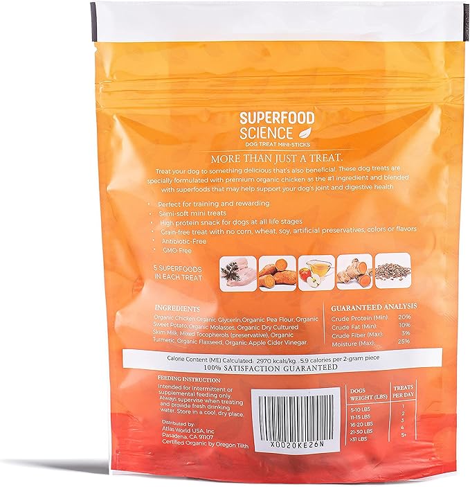 Organic Chicken Dog Treats, Low-Calorie Training Treats, Grain-Free, Semi-Soft Natural Jerky with Sweet Potato, Turmeric & Flaxseed, Healthy Dog Snacks for Puppies & Small, Medium & Large Dogs, 5 oz