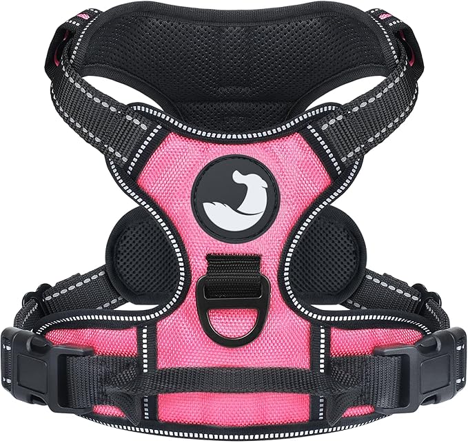 Joytale No Pull Dog Harness for Large Dogs, Reflective Pet Vest with Front Clip, Adjustable Soft Padded Harnesses with Easy Control Handle for Training and Walking, Pink, L