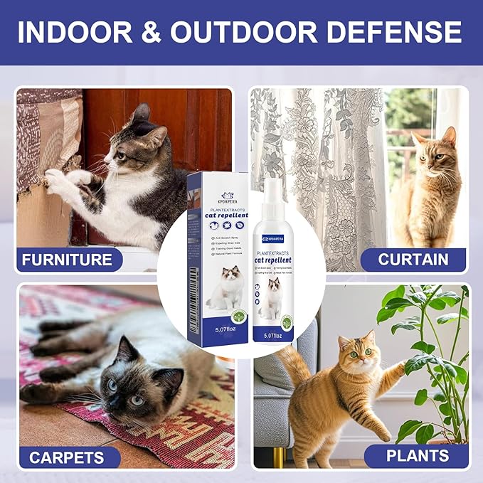 Cat Deterrent Spray - Indoor Effective Cat Deterrent to Keep Cats Away, Stop Cat Urination and Scratching - Training Aid for Furniture, Sofas, Rugs, Curtains (White, 2)