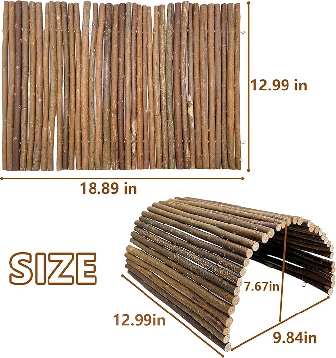 BNOSDM 2PCS Reptile Hideout Wooden Bridge 12.99"x 18.89" Lizard Hide Caves Bearded Dragon Habitat Accessories for Gecko Snake Frog Chameleon Iguana Tortoise
