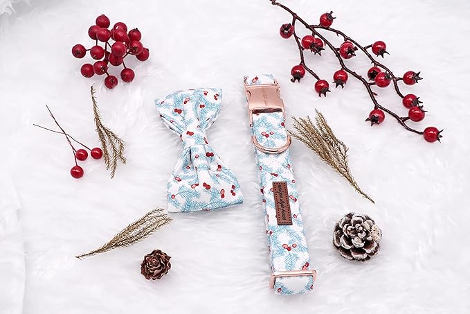 Unique style paws Christmas Dog Collar, Pet Collar Dog Bow tie Collar Gift for Girl or Boy Dogs, Adjustable Dog Collar for X-Large Dogs