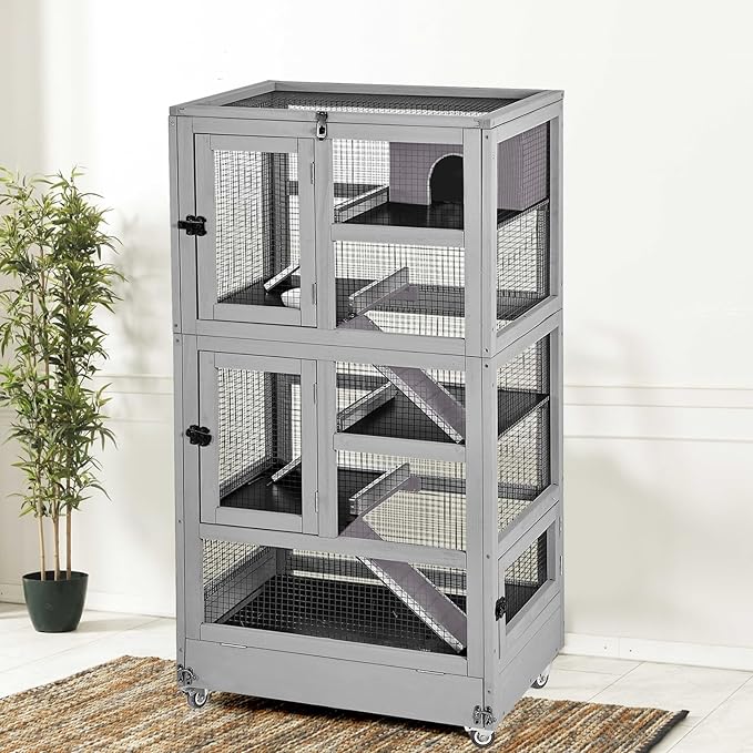 GUTINNEEN 5-Level Chew-Proof Ferret Cage with Durable Metal Enclosure, Portable Chinchilla Cages Critter Nation with Wheels for Ferrets, Guinea Pigs, Rats, Squirrels, Small Animals, 55.2" H