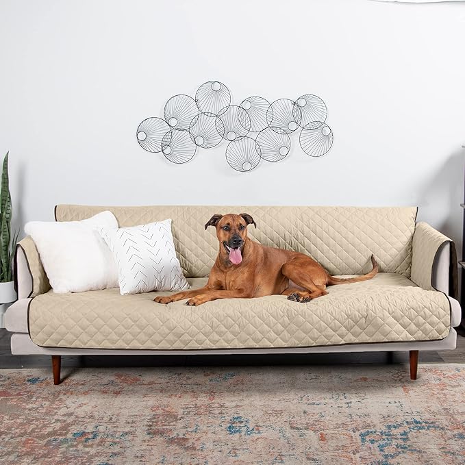 Furhaven Water-Resistant & Reversible XL Sofa/Couch Cover Protector for Dogs, Cats, & Children - Two-Tone Pinsonic Quilted Living Room Furniture Cover - Espresso/Clay, Extra Large Sofa