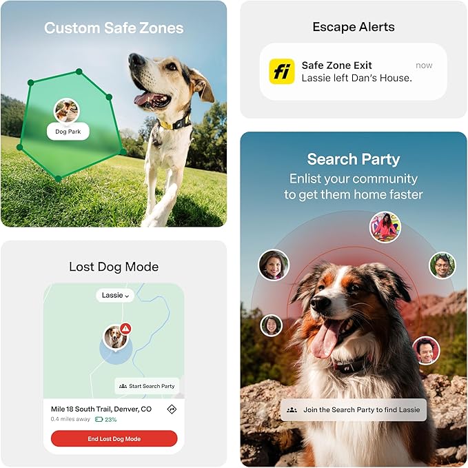 New Fi Series 3+ Smart Dog Tracker Collar [12 Month Membership Included] GPS Tracker for Dogs with Health & Behavior Monitoring, Escape Alerts, Waterproof, LED, Apple Watch Compatible (Pink, Medium)