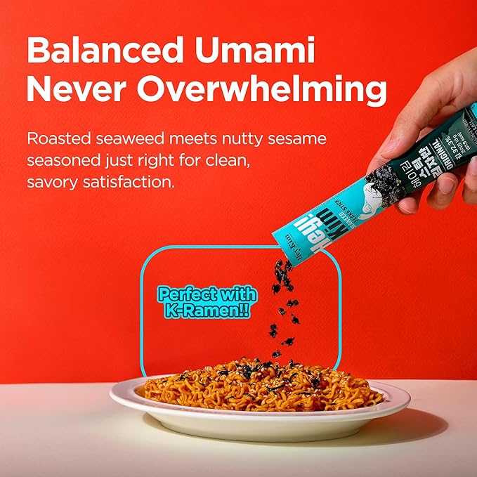Heykim Seaweed Flakes Furikake toasted with Sesame individual stick pack x 15 sticks(10g), Easy Cut, Healthy snack, Easy to Carry, Original Sea Salted seasoned seaweed laver