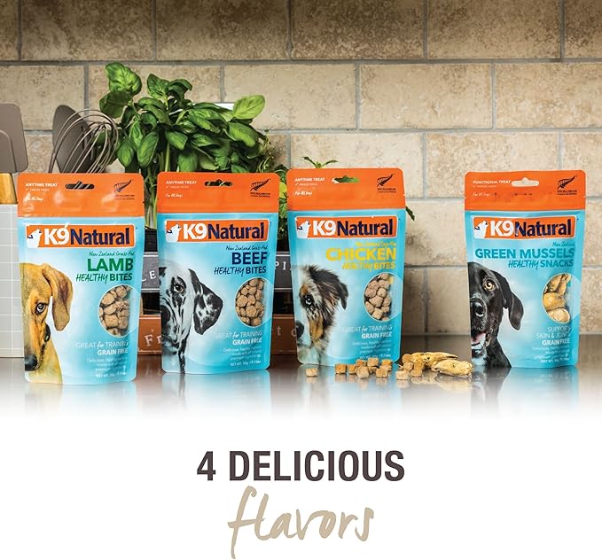 K9 Natural Freeze-Dried Single Ingredient Dog Treats, High-Value, Low-Calorie Protein Bites for Active Dogs, Healthy Dog Training Treats, Grain-Free Reward, Beef & Organs and Chicken, 1.76oz