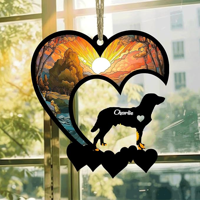Lovely POD Chesapeake Bay Retriever Suncatcher Ornaments, Personalized Chesapeake Bay Retriever Memorial with Name, Dogs Loss Ornaments, Dog Remembrance Gift, Dog Ornament, Loss of Dogs Sympathy Gifts
