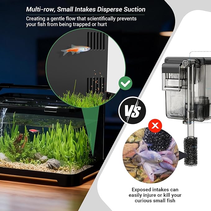 3.5 Gallon Self Cleaning Fish Tank, Aquarium Starter Kit for Betta, Shrimp & Small Fish, Betta Fish Tank with Heater, Thermometer, LED Light, Hidden Multi-stage Filtration System and Water Changer Kit