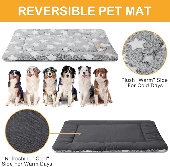 VitalCozy 4 Pcs Winter Dog Crate Pads, Ultra Soft Warm Washable Dog Cat Bed Mat for Pet Crate Comfortable Replaceable Reversible Kennel Pad for Small, Medium, Large Dogs(28 x 42 x 1.6 Inch,Gray)